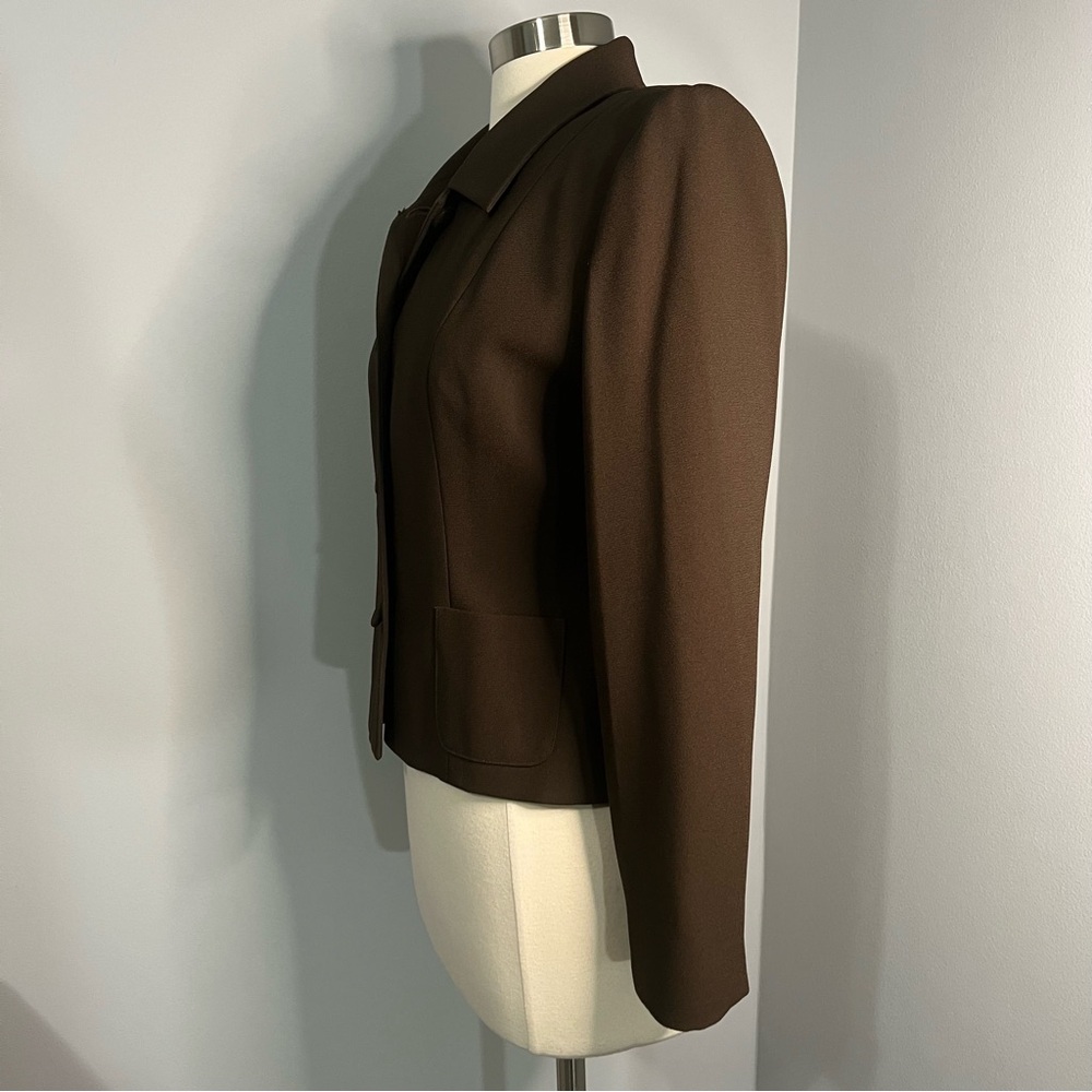 Chemise International Size 10P Brown Short Long Sleeve Vintage Blazer Jacket - Picture 6 of 11